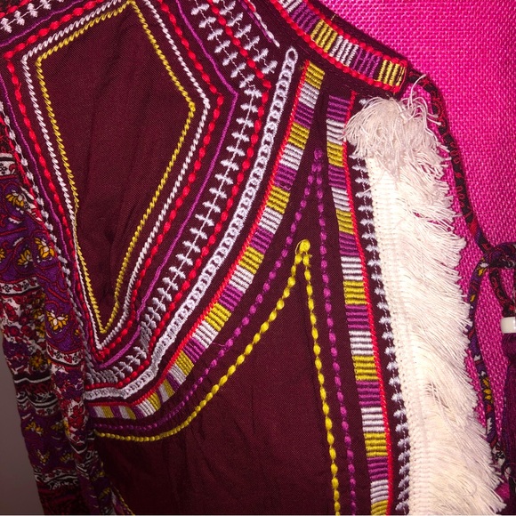 Aztec Print Embroidered Fringe Cardigan - Picture 2 of 5